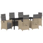 vidaXL Ensemble de salle à manger de jardin 7 pièces avec des coussins en poly rotin beige