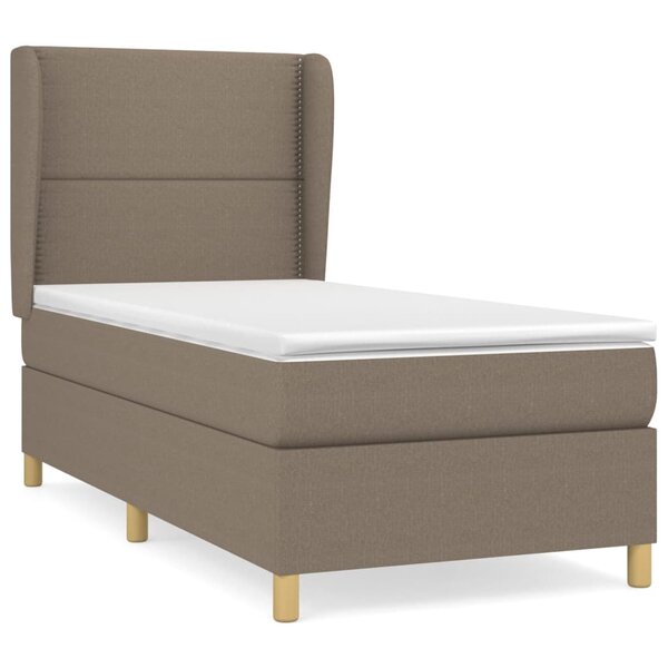 vidaXL Sommier à lattes de lit avec matelas Taupe 90x190 cm Tissu