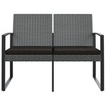 vidaXL Banc de jardin à 2 places et coussins gris foncé PP rotin