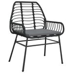 vidaXL Ensemble à manger de jardin coussins 7Pièces noir poly rotin verre