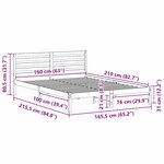 vidaXL Cadre de lit Marron 160 x 210 cm Bois massif en pin