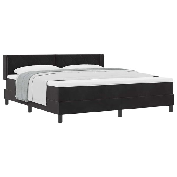 vidaXL Lit à ressorts avec matelas Noir 200 x 180 cm Polyester