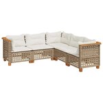vidaXL Salon de jardin avec coussins 5 Pièces beige résine tressée