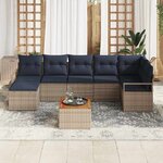 vidaXL Ensemble de canapé de jardin avec coussin 9 Pièces Gris Poly rotin