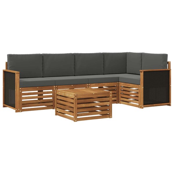 vidaXL Ensemble de canapés d'extérieur 5 pc Naturel et Anthracite
