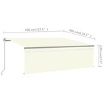 vidaXL Auvent manuel rétractable avec store et LED 4x3m Crème