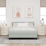 Lit Box Spring vidaXL avec Matelas et Lumière LED Gris clair 160x200 cm Velours
