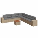 vidaXL Salon de jardin avec coussins 10 Pièces beige résine tressée
