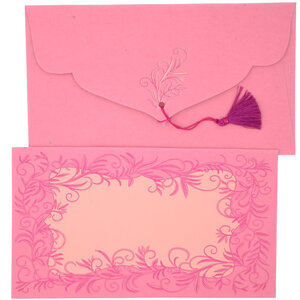 PAPERTREE LUCY Lot de 5 Enveloppes cadeau + carte 19X10cm-Rose/Rose