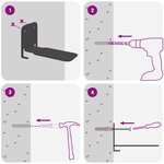 vidaXL Étagère Flottante Invisible 4 Pièces Noir 6 x 11 x 6.5 cm Métал