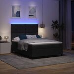 vidaXL Lit à ressort LED avec matelas Noir 140 x 200 cm tissu