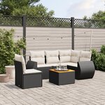 vidaXL Salon de jardin 6 Pièces avec coussins noir résine tressée