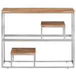 vidaXL Table console argenté acier inoxydable et bois massif d'acacia