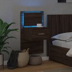 vidaXL Table de chevet murale avec lumières LED chêne marron