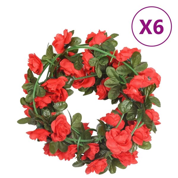 vidaXL Guirlandes de fleurs de Noël 6 Pièces rouge 240 cm