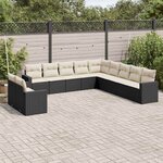 vidaXL Salon de jardin 11 Pièces avec coussins noir résine tressée