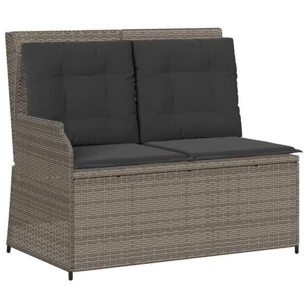vidaXL Banc inclinable de jardin avec coussins gris résine tressée