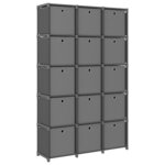 vidaXL Étagère à 15 cubes avec boîtes Gris 103x30x175 5 cm Tissu