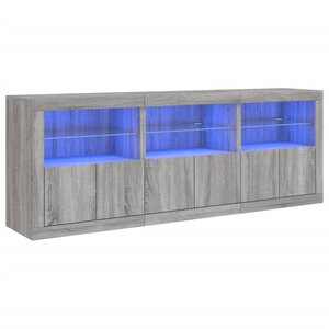 vidaXL Buffet avec lumières LED sonoma gris 181 5x37x67 cm