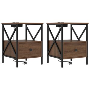 vidaXL Cabinet de chevet 2 Pièces Chêne brun 41 5 x 40 5 x 55 cm