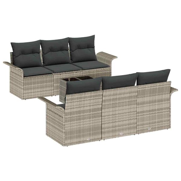 vidaXL Ensemble de canapé de jardin 7 Pièces Gris clair Poly rotin