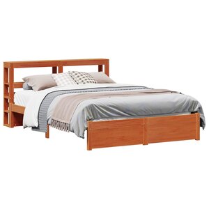 vidaXL Cadre de lit Cire marron 150 x 200 cm Bois de Pin Massif
