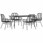 vidaXL Ensemble à manger de jardin 5 Pièces noir résine tressée verre