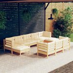 vidaXL Salon de jardin 10 Pièces avec coussins crème bois de pin massif