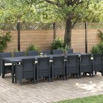 Ensemble de Salle à Manger de Jardin 13 Pièces avec Coussins Anthracite Poly Rattan