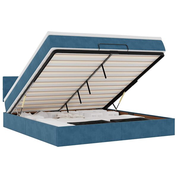VidaXL Cadre de lit ottoman avec matelas bleu foncé 160x200 cm velours