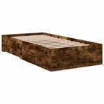 vidaXL Cadre de lit et tiroirs chêne fumé 90x200 cm bois d'ingénierie