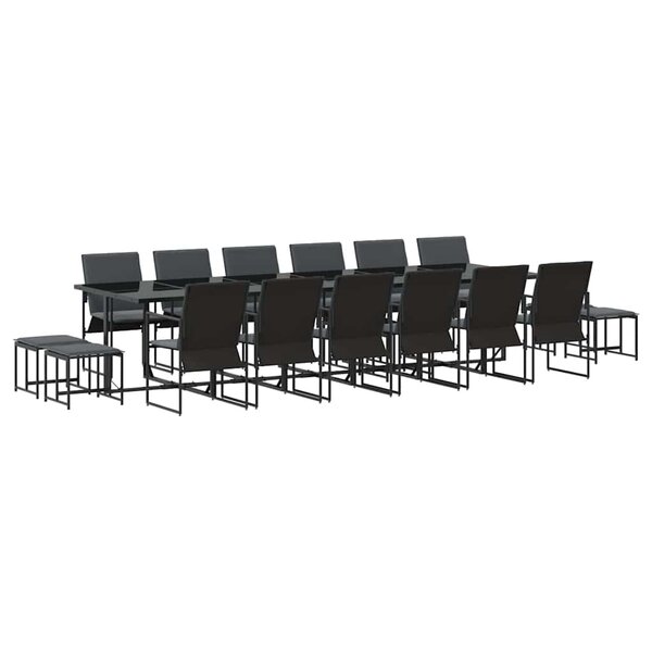 vidaXL Ensemble de salle à manger pour jardin 17 pc Noir Acier