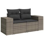 vidaXL Salon de jardin 6 Pièces avec coussins gris résine tressée
