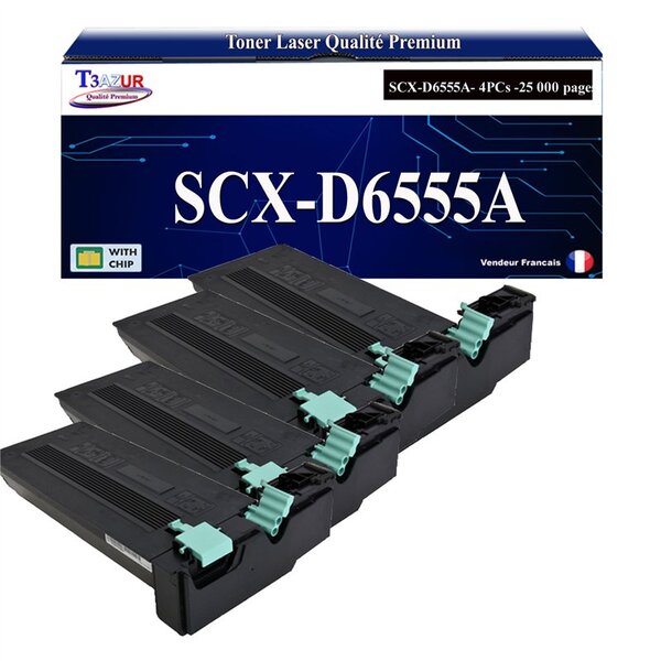 T3AZUR - 4x Toners compatibles avec Samsung SCX-D6555A SCXD6555A pour Samsung SCX6545N SCX6545NG SCX6545NX SCX6555N SCX6555NG SCX6555NX SCX6811CO