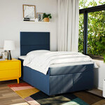 vidaXL Sommier à lattes de lit avec matelas bleu 120x190 cm tissu