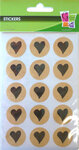 60 Stickers Rond Avec Cœur Kraft Ht.25