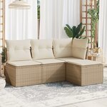 vidaXL Salon de jardin avec coussins 4 Pièces beige résine tressée