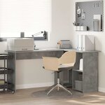 vidaXL Bureau Gris béton 142 x 102 x 73 cm Bois d'ingénierie