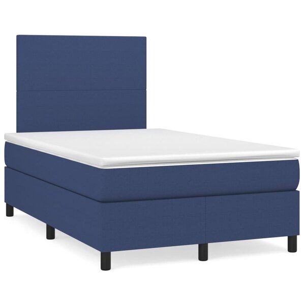 vidaXL Sommier à lattes de lit avec matelas Bleu 120x200 cm Tissu