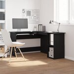 Bureau vidaXL Noir en Chêne 120x140x75 cm en Bois d'ingénierie