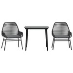 vidaXL Ensemble à manger de jardin et coussins 3 Pièces noir rotin verre