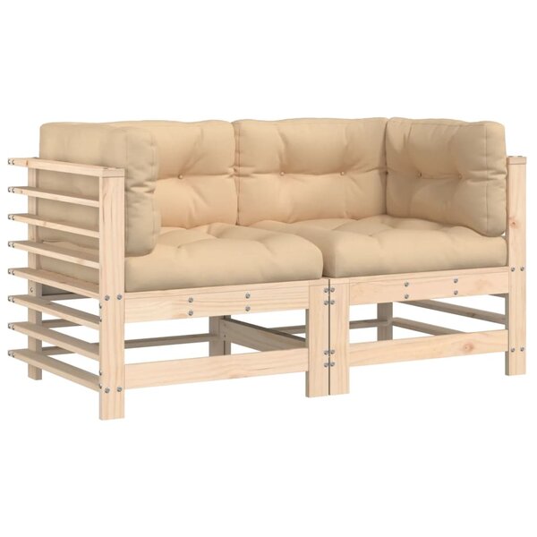 vidaXL Canapés d'angle avec coussins 2 Pièces bois de pin massif