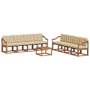 vidaXL Ensemble de canapés d'extérieur 9 pc Naturel et Beige