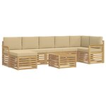 vidaXL Ensemble de canapés d'extérieur 7 pc Blanc et Beige Polyester