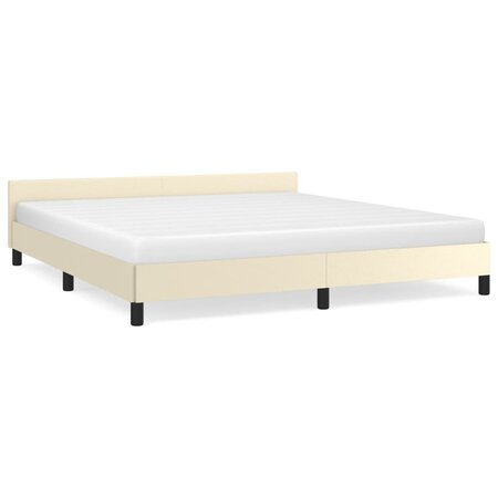 vidaXL Cadre de lit avec tête de lit Crème 160x200 cm Similicuir