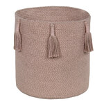 Panier de rangement en coton marron clair 34 x 54 x 50 cm