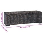 vidaXL Boîte de rangement avec stockage Noir 110 x 35 x 45 cm