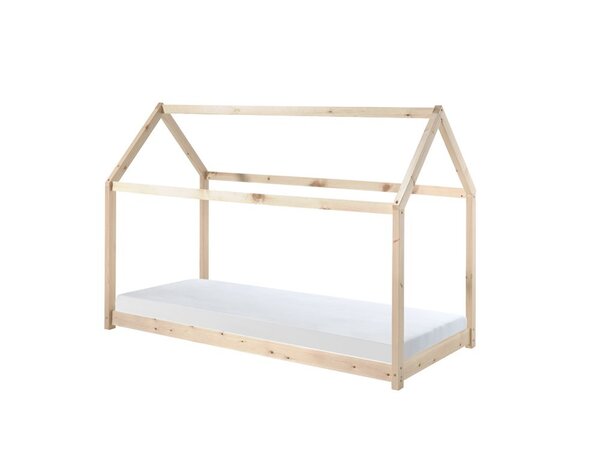 Lit cabane naturel avec matelas