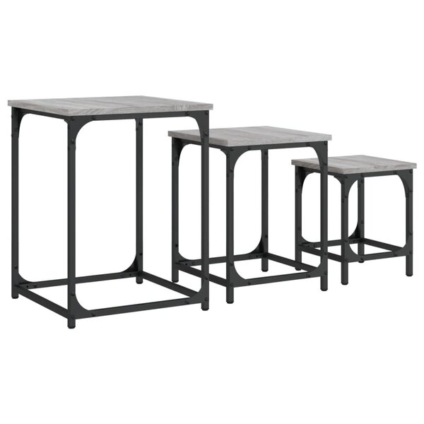vidaXL Tables basses gigognes 3 Pièces sonoma gris bois d'ingénierie