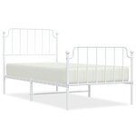 vidaXL Cadre de lit métal sans matelas avec pied de lit blanc 90x190cm